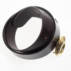 Pre Owned Gucci Brown Leather Horse Head G Buckle Belt 90 CM