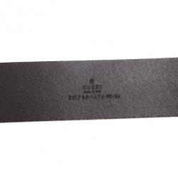 Pre Owned Gucci Brown Leather Horse Head G Buckle Belt 90 CM