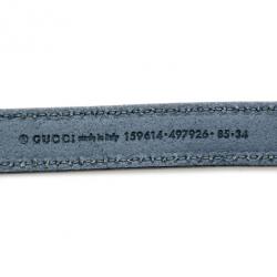مملوكة مسبقًا Gucci Blue Leather Interlocking G Buckle Belt Size 85