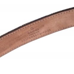 Pre Owned  حزام غوتشي بإبزيم مستدير هيستريا جلد وكانفاس سوبريم GG بني / بيج 95 سم