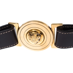 Pre Owned  حزام غوتشي بإبزيم مستدير هيستريا جلد وكانفاس سوبريم GG بني / بيج 95 سم