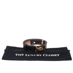 Pre Owned  حزام غوتشي بإبزيم مستدير هيستريا جلد وكانفاس سوبريم GG بني / بيج 95 سم