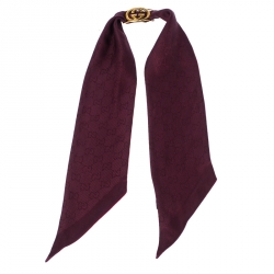 مملوكة مسبقًا Gucci Burgundy Silk Bandeau with Removable Logo Clip
