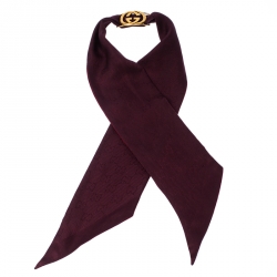 مملوكة مسبقًا Gucci Burgundy Silk Bandeau with Removable Logo Clip