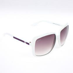 مملوكة مسبقًا Gucci White GG 3108 Web Detail Square Woman Sunglasses