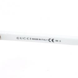 مملوكة مسبقًا Gucci White GG 3108 Web Detail Square Woman Sunglasses