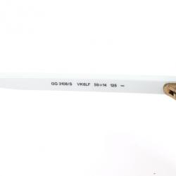 مملوكة مسبقًا Gucci White GG 3108 Web Detail Square Woman Sunglasses