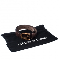 مملوكة مسبقًا Gucci Brown Leather Bamboo Buckle Belt 90CM