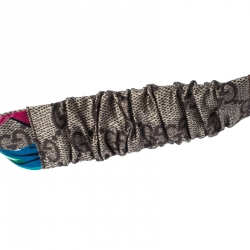 Pre Owned Gucci Multicolor Monogram and Floral Print Silk Twisted Headband 