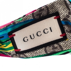 Pre Owned Gucci Multicolor Monogram and Floral Print Silk Twisted Headband 
