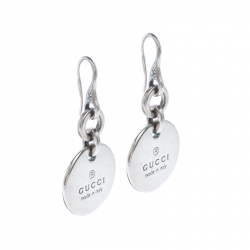 Gucci Logo Round Stud Earrings In Sterling Silver, Gucci