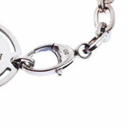 Pre Owned سوار غوتشي بدلاية مستديرة فضة استرليني