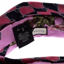 Pre Owned Gucci Rosa Garden Chains Print Silk Headband M