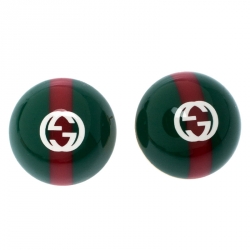 Gucci Red and Green Enamel Vintage Web Stud Earrings Gucci