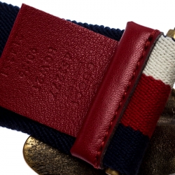 Pre Owned Gucci Multicolor Web Canvas Bee Embellished Buckle Belt 90CM