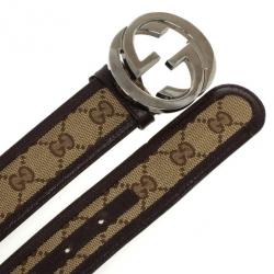 Pre Owned Gucci Brown Guccissima Interlocking G Buckle Belt