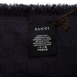 Gucci Charcoal Grey Monogram Web Jacquard Scarf