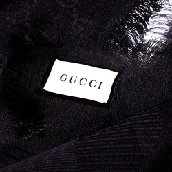 Gucci Charcoal Grey Monogram Web Jacquard Scarf