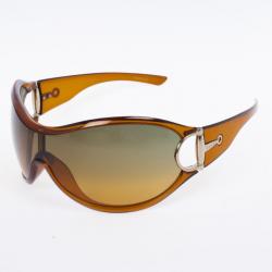 Pre Owned Gucci Brown Horsebit Shield Women Sunglasses