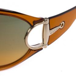 Pre Owned Gucci Brown Horsebit Shield Women Sunglasses