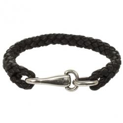 مملوكة مسبقًا Gucci Brown Leather Woven Bracelet 20 CM