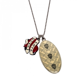 مملوكة مسبقًا Gucci Printed Silver Double Dog Tag Pendant Necklace