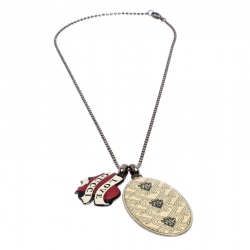 مملوكة مسبقًا Gucci Printed Silver Double Dog Tag Pendant Necklace