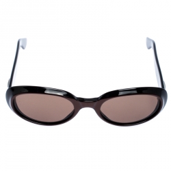 مملوكة مسبقًا Gucci Black/Brown GG 2419 Vintage Oval Sunglasses
