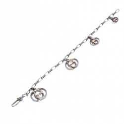 Pre Owned سوار غوتشي وصلة سلسلة فضة GG متشابكين