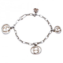 Pre Owned سوار غوتشي وصلة سلسلة فضة GG متشابكين