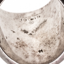 Pre Owned Gucci Bamboo Silver Wide Band Ring Size 52