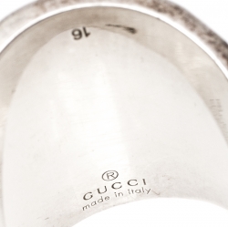 Pre Owned Gucci Bamboo Silver Wide Band Ring Size 57