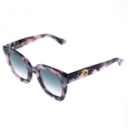 مملوكة مسبقًا Gucci Grey and Pink Havana/ Green Gradient GG0208S Square Sunglasses
