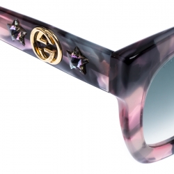 مملوكة مسبقًا Gucci Grey and Pink Havana/ Green Gradient GG0208S Square Sunglasses