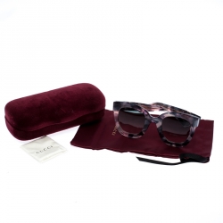 مملوكة مسبقًا Gucci Grey and Pink Havana/ Green Gradient GG0208S Square Sunglasses