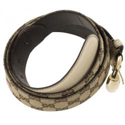 Pre Owned Gucci Beige Guccissima Canvas Belt with Horsebit Buckle 97.5 CM