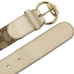 Pre Owned Gucci Beige Guccissima Canvas Belt with Horsebit Buckle 97.5 CM