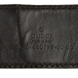 Pre Owned Gucci Web Detail GG Buckle Canvas Belt 85 CM