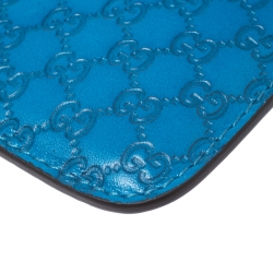 Pre Owned Gucci Blue Microguccissima Leather Phone Case