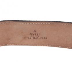 Pre Owned حزام غوتشي بأبزيم G متشابكة مزين بشكبة خضراء 90 سم