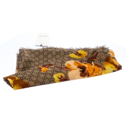 Pre Owned وشاح غوتشي صوف مطبوع GG بيغ بانشي بني