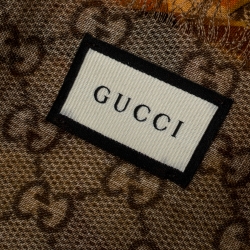 Pre Owned وشاح غوتشي صوف مطبوع GG بيغ بانشي بني