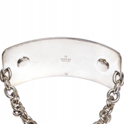 Gucci Wooden Silver Tag Chain Link Bracelet
