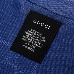 Gucci indigo Guccissima Patterned Cotton Jacquard Scarf