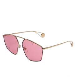 Pre Owned Gucci Gold/Pink GG 0437 Sunglasses