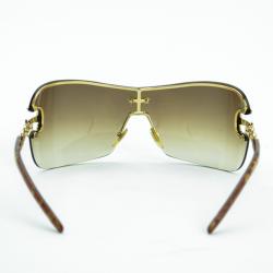 Pre Owned Gucci Brown Anchor Shield Woman Sunglasses