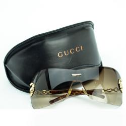Pre Owned Gucci Brown Anchor Shield Woman Sunglasses