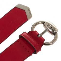 مملوكة مسبقًا Gucci Red Leather Anchor Studded Belt