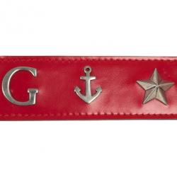 مملوكة مسبقًا Gucci Red Leather Anchor Studded Belt