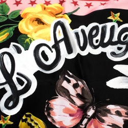 Pre Owned Gucci Black Jakam Print Silk Square Scarf